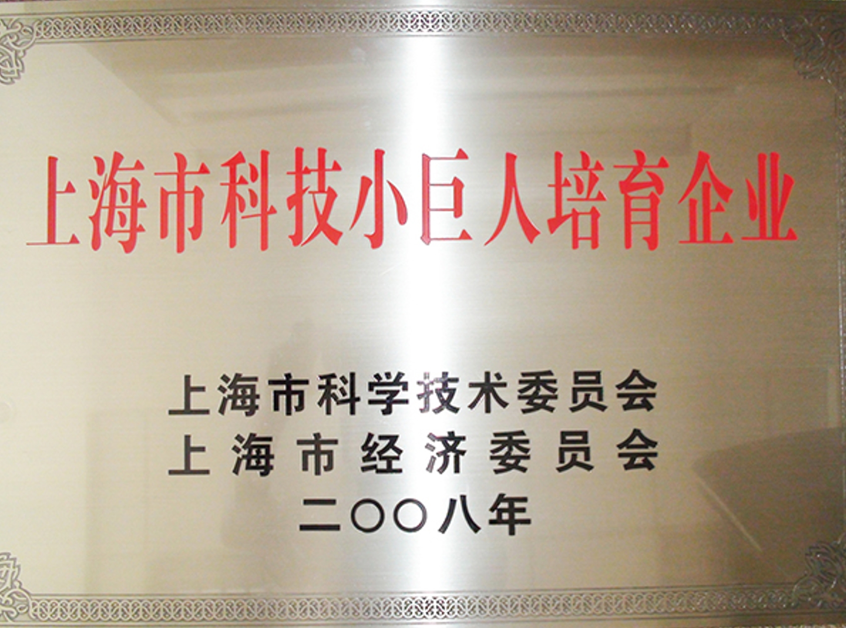 2008年被认定为上海市科技小巨人培育企业